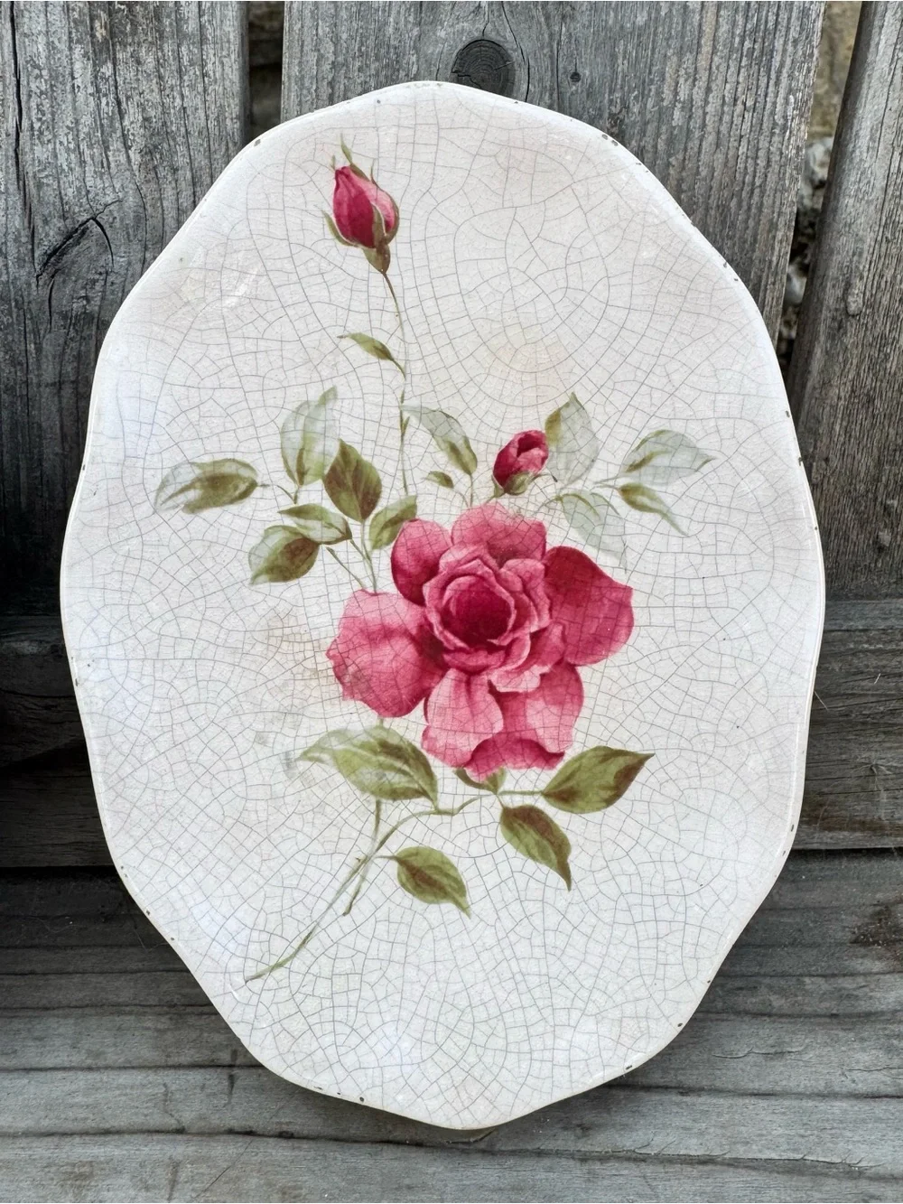 Vtg Mid-Century Pink Rose Ceramic Wall Mount Bathroom Soap Dishes - Set of 2